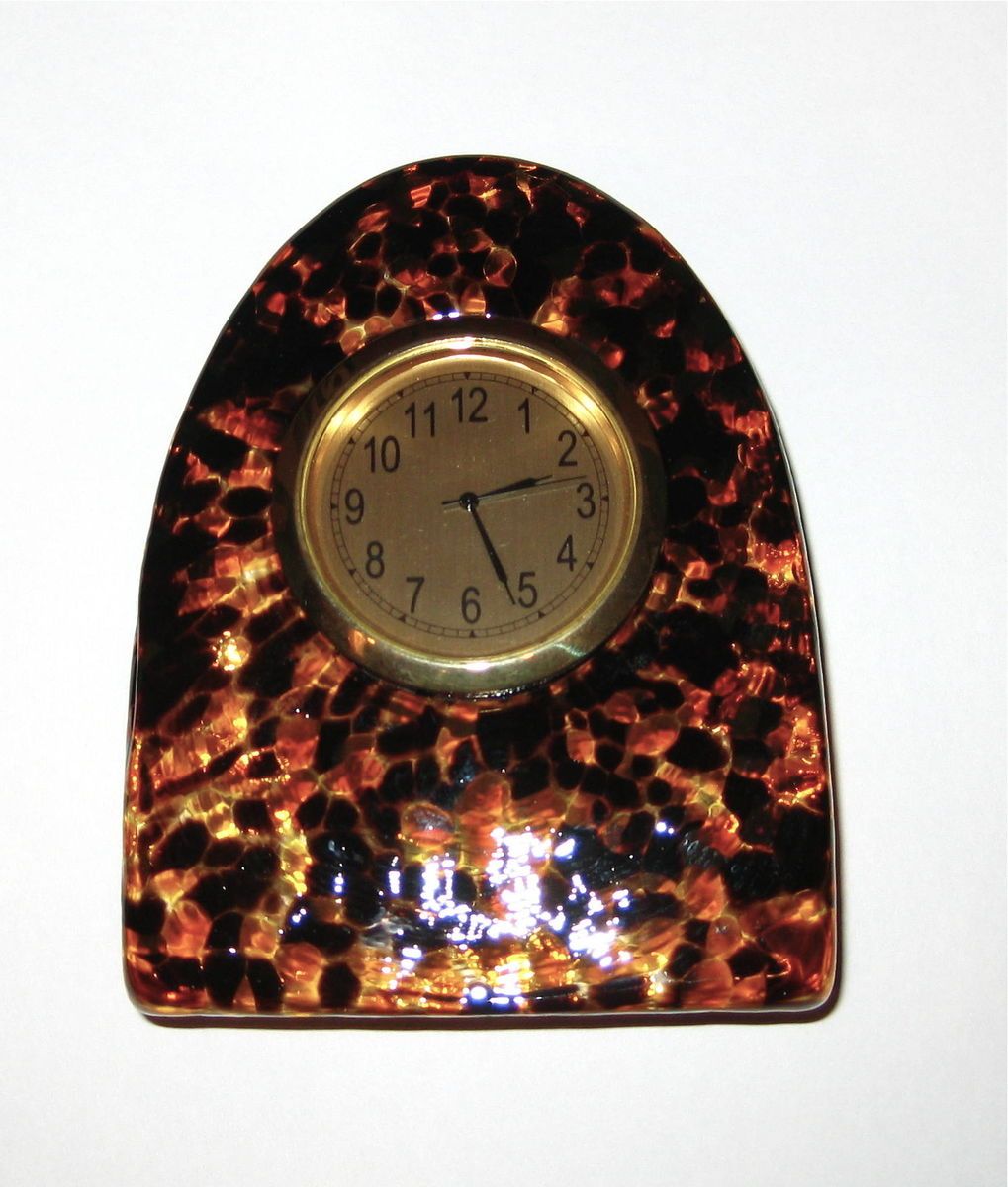 GLASS TORTOISE DESK MANTEL CLOCK