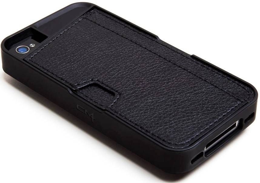 Genuine CM4 Black Cover Credit ID Q Card Holder Leather for iPhone 4