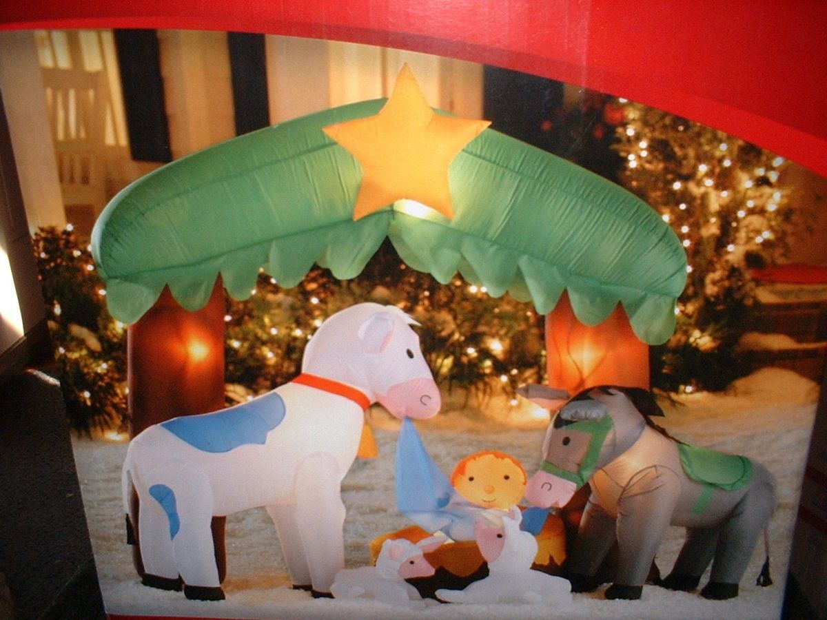 CHRISTMAS ANIMAL NATIVITY SCENE AIRBLOWN INFLATABLE OUTDOOR DECOR YARD