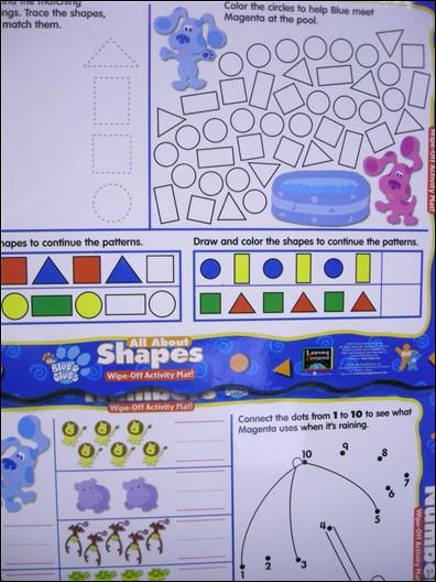 Blues Clues Placemats Activity Mats Shapes & Numbers Set of 2