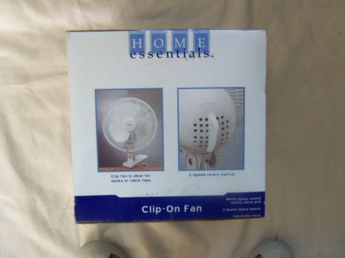 CLIP ON FAN GOES ANYWHERE WHITE HOME ESSENTIALS 2 SPEED ROTARY SWITCH