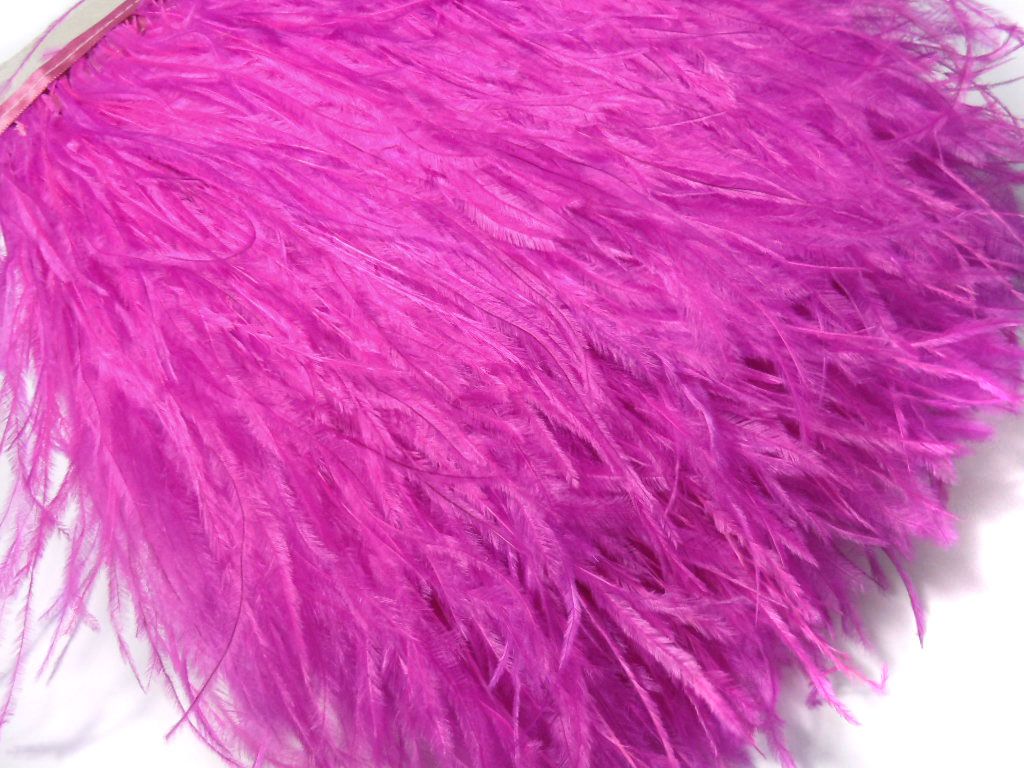 F107 per Feet Fuschia Ostrich Feather Fringe Trim Brooch Fascinator