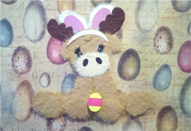 CUTE EASTER MOOSE WITH BUNNY EARS SPRING SUMMER ANIMAL TEAR BEAR KIRA