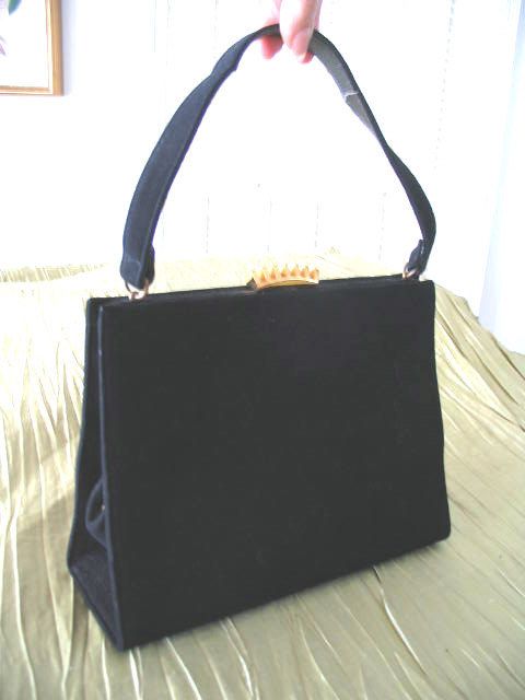 Deco Vintage 40s Sueded Velvet Coblentz Handbag Purse