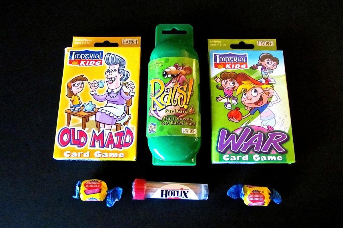  Card Games Old Maid Rats War Bubblegum Cinnamon Toothpicks New