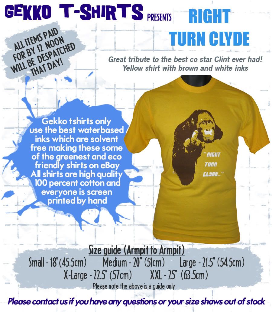 Clyde Retro T Shirt Clint Eastwood Every Which Way New