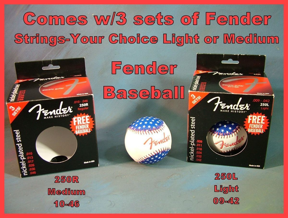 NEW Fender Collector Baseball 3 Sets 250R Medium Gauge Electric Guitar