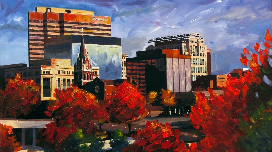 PRINT Landscape Columbia SC Skyline Painting Art