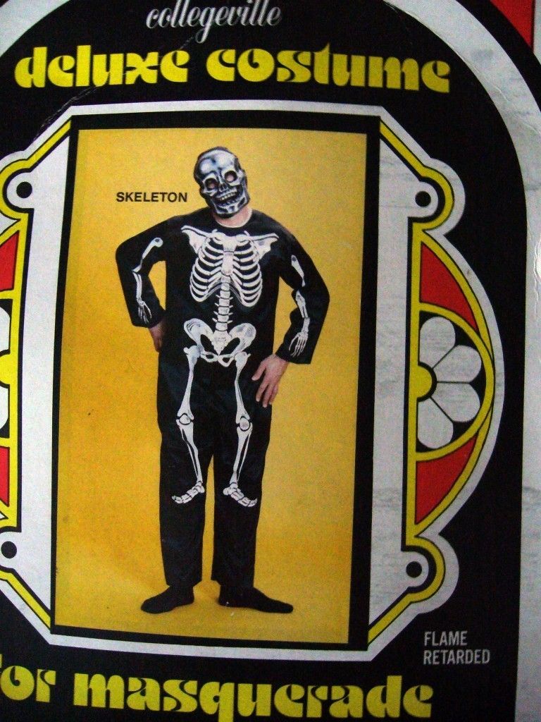  Skeleton Adult Deluxe Costume By Collegeville   Complete In The Box