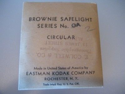 Vintage Brownie Safelight Circular by Eastman Kodak Co Rochester NY