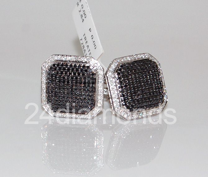 These Luxury Looking Mens 14K White Gold Cuff Links with 2.65 ct