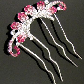  Shipping 1pc Austrian Rhinestone Crystal Flower Hair Comb Fork