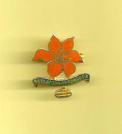  1972 CLCA lapel PIN CANADIAN LADIES CURLING ASSOCIATION prairie lily