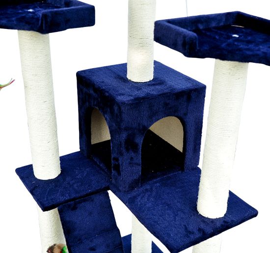 New 71 Cat Tree Condo Furniture Scratch Post Pet House Blue Free Toys