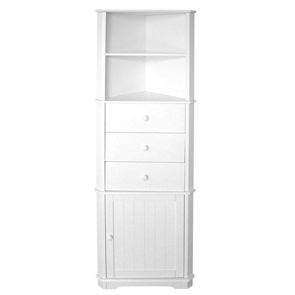 White Shelf Cupboard and Drawer Corner Unit Furniture