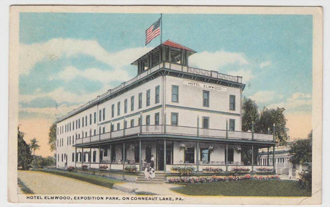 Conneaut Lake PA Hotel Elmwood 1920 Colored Postcard. Make multiple