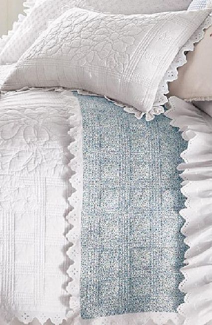 Ralph Lauren Cottage Hill White Eyelet Full Queen Quilt