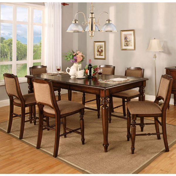 Ladonna 7 Piece Antique Oak Finish Counter Height Dining Set