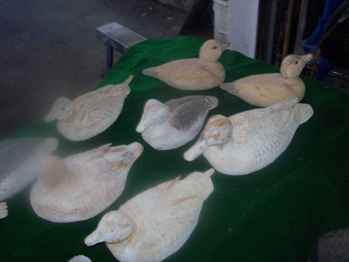 Ten Duck Carvings from Clarence Cooney Verdun Quebec