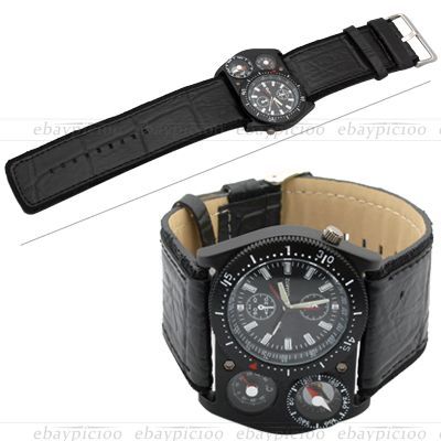 Military Army Compass Thermometer Outdoor Wrist Watch