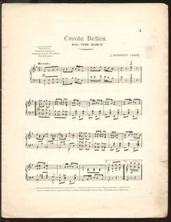 Creole Belles Lampe 1901 Vintage Piano Sheet Music