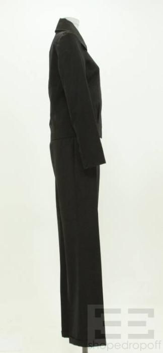 Costume National 2pc Black Zip Front Jacket & Pants Suit Size 42