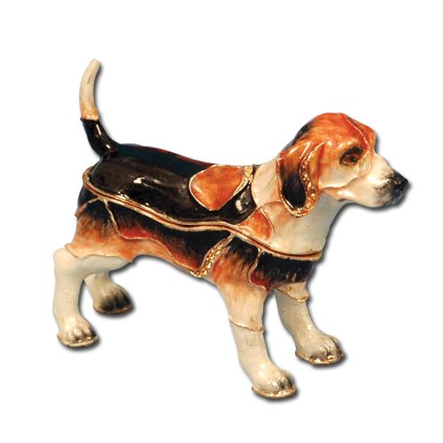 Beagle Dog Figure Crystal Jewelry Trinket Box Superior