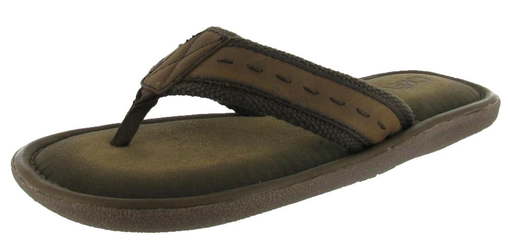 Crevo Adobe Leather Suede Padded Flip Flops Mens Sandals Shoes Sz