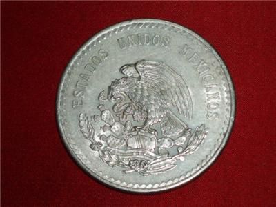 1947 Cuauhtemoc 90% Silver Aztec Ruler Cinco Pesos Mexico city Mint #