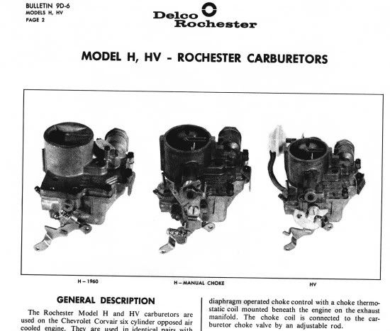 1960 thru 69 Corvair Spyder Rochester Spec Data 12 Manuals Set