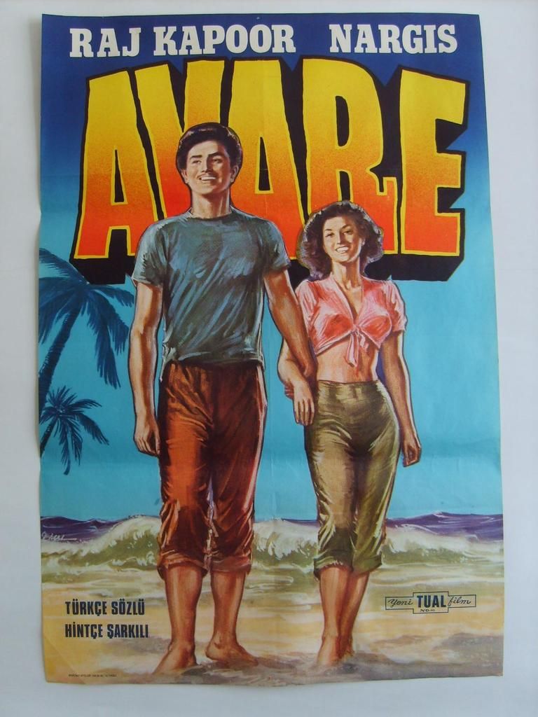 Raj Kapoor Awaara 1951 Vintage Turkish Movie Poster