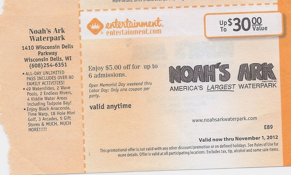 Noahs Ark Water Park Wisconsin Dells Coupon 30 00