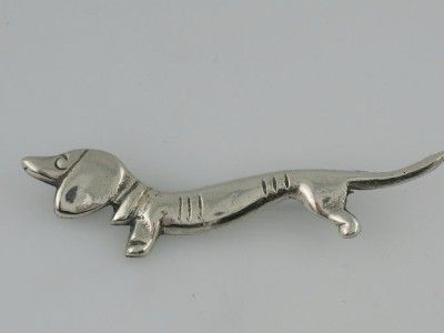 VINTAGE ART DECO STERLING SILVER DACHSHUND DOG PIN ORNATE L@@K