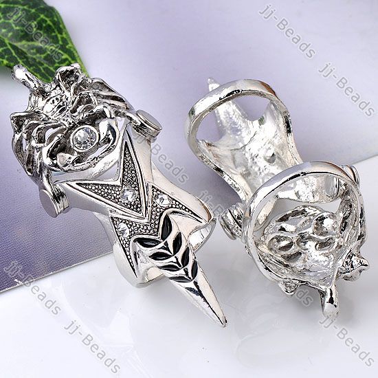 1x Crystal Knight Armour Scorpion Long Full Finger Knuckle Ring Gothic