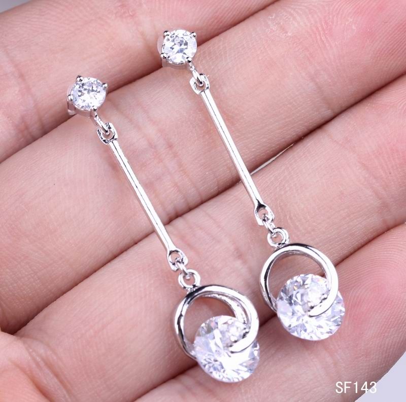  Sterling Silver White Hoop Crystal Charm Dangle Earring Eardrop SF143