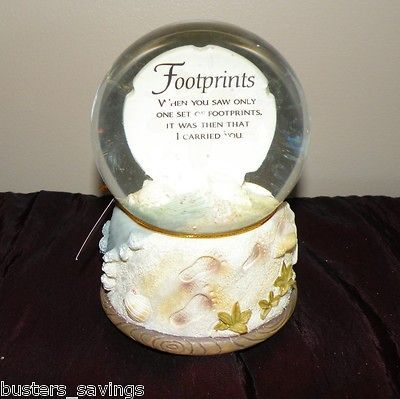 Footprints Waterball Music Box Amazing Grace Waterglobe, Snow Globe