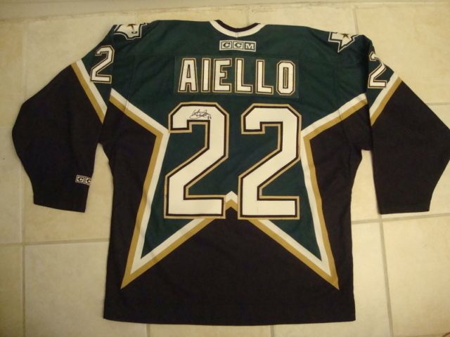 Vintage NHL Dallas Stars Anthony Aiello Autographed Sewn CCM Hockey