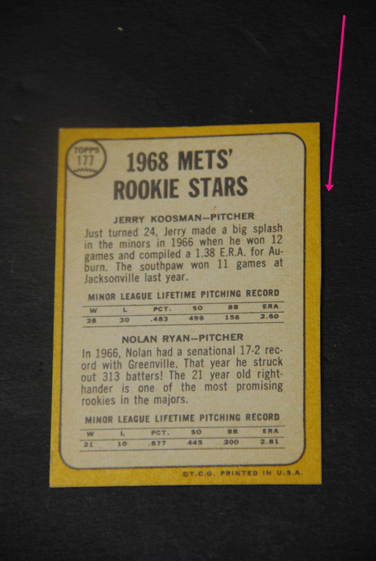 1968 Topps Nolan Ryan Rookie Koosman NRMT Mint