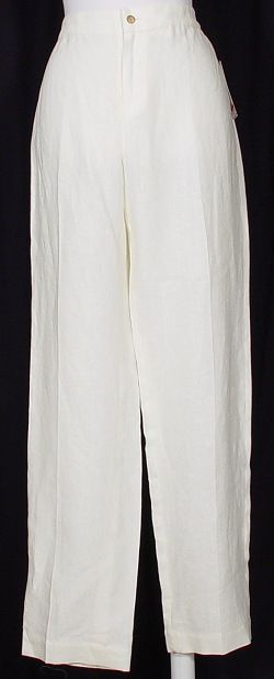 nwt dana buchman alabaster heavy linen slim pants l