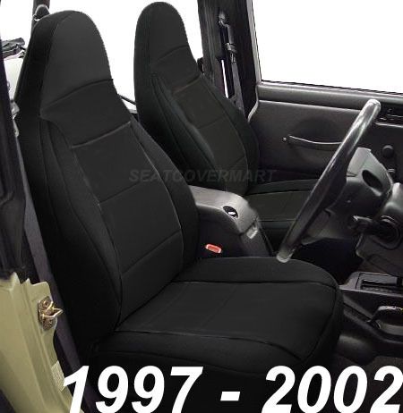  02 Neoprene Front Set Car Seat Cover Custom Fit Black TJ127BK