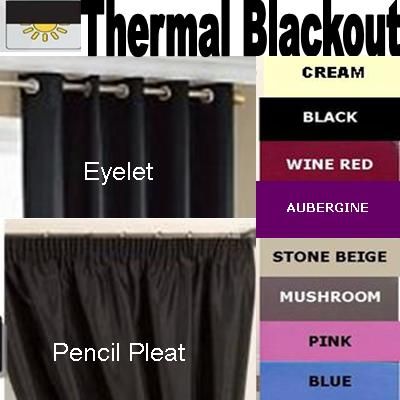 BLACKOUT THERMAL CURTAINS Eyelet or Pencil Pleat, supersoft unique