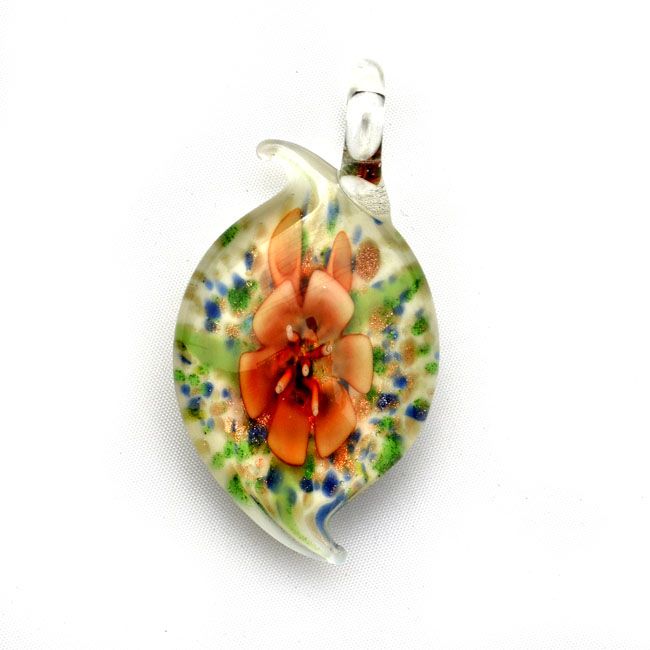  Jewelry 12pcs Mixed Leaf Lampwork Glass Beads Pendants Necklaces