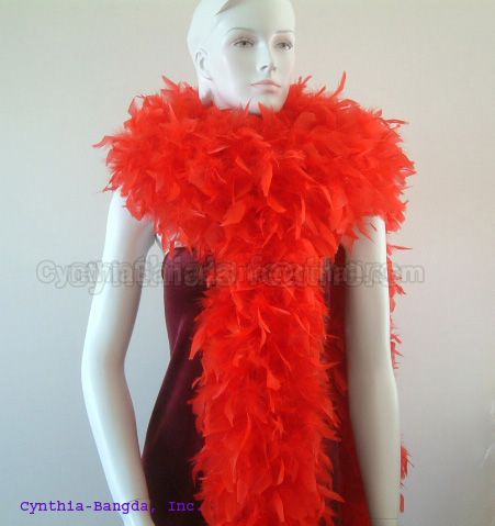 180g Chandelle Feather Boa Bright Red Largest on 