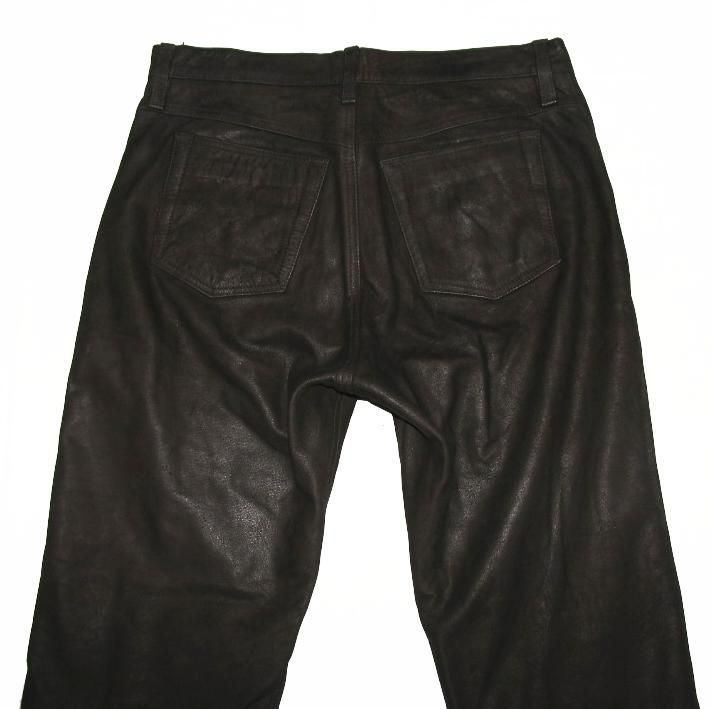 John Devin Lederjeans Lederhose in Schwarz Braun CA W36 L35