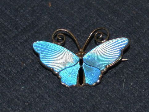 VINTAGE DAVID ANDERSON NORWAY STERLING SILVER ENAMEL BUTTERFLY BROOCH