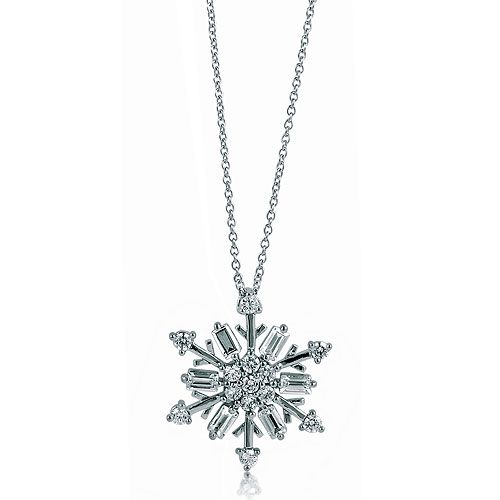 sterling silver 925 cz snowflake pendant necklace new