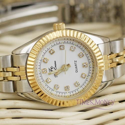  Golden Steel JP Quartz Wrist Watch Crystal Light Classic Watch