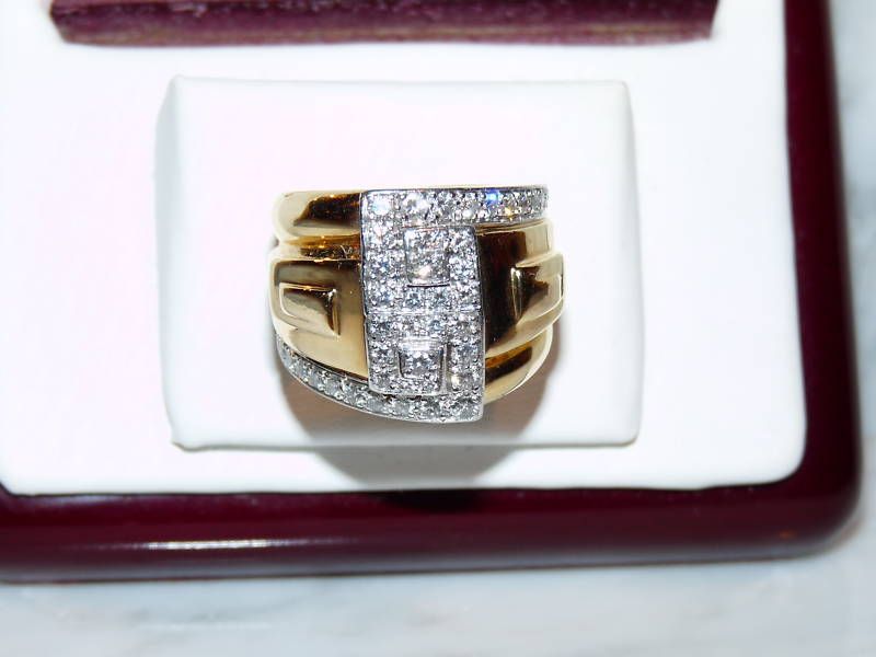 Vintage David Webb 18 K Gold Platinum Diamond Ring Band