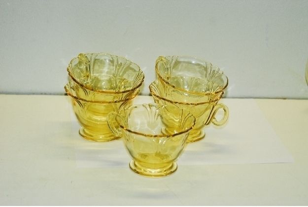 5 Heisey Empress Sahara Yellow Cup Cups