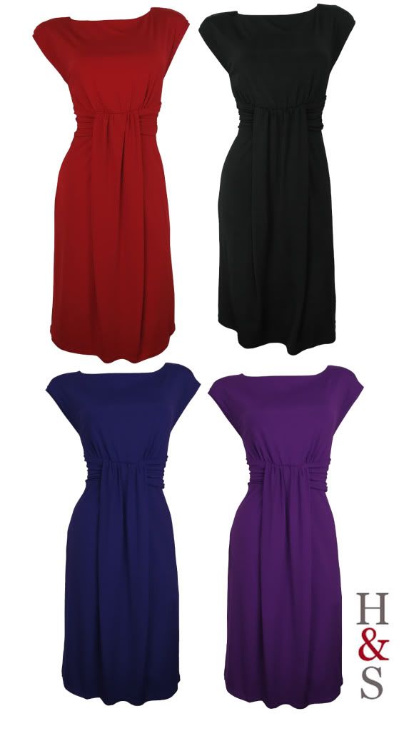 Stretch Day Dress Karla Red Purple Black Blue Size 8 10 12 14 16 New